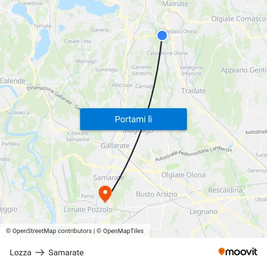 Lozza to Samarate map