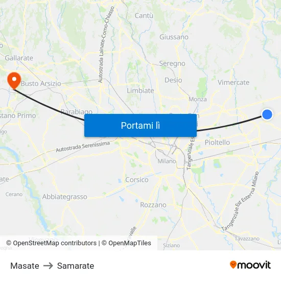 Masate to Samarate map