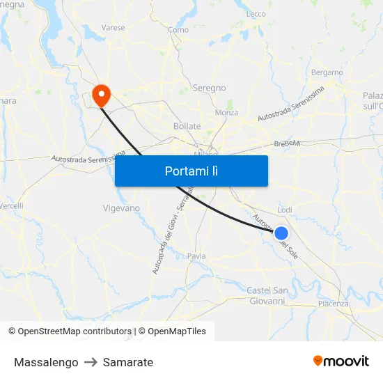 Massalengo to Samarate map
