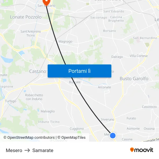 Mesero to Samarate map
