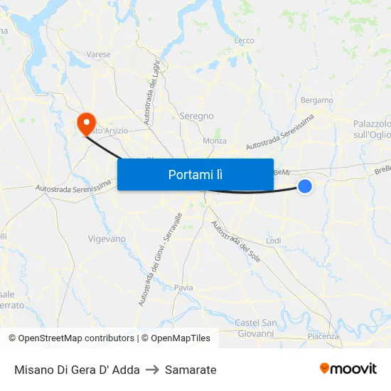 Misano Di Gera D' Adda to Samarate map