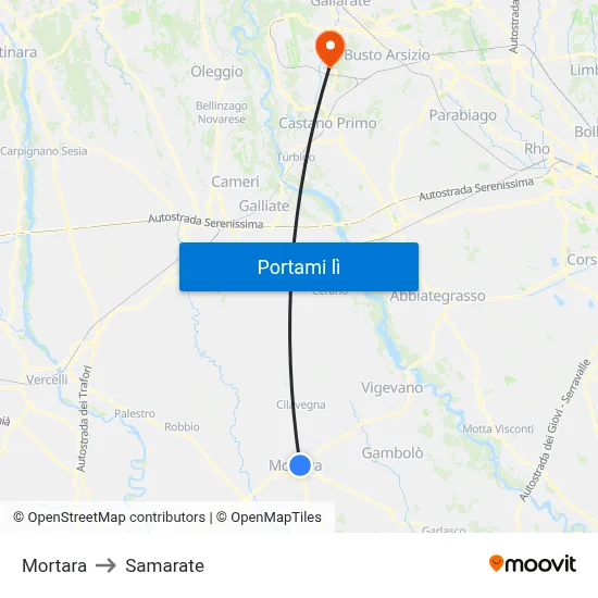 Mortara to Samarate map