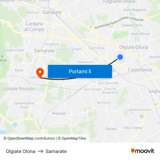 Olgiate Olona to Samarate map
