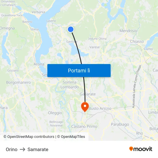 Orino to Samarate map