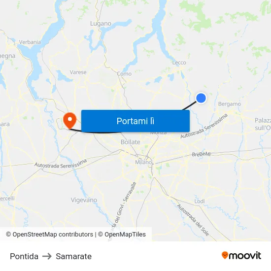 Pontida to Samarate map