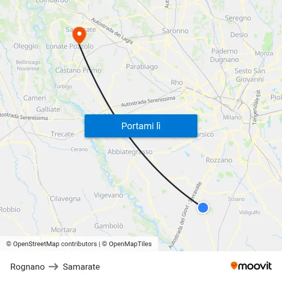 Rognano to Samarate map