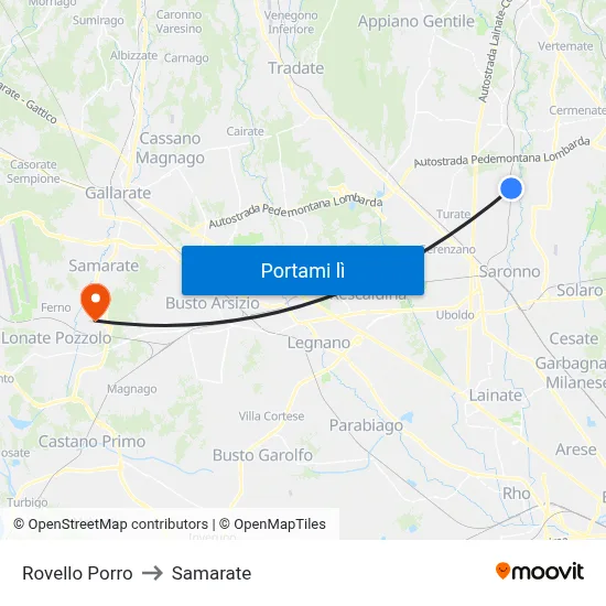 Rovello Porro to Samarate map
