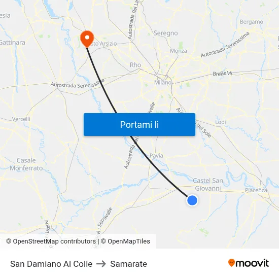 San Damiano Al Colle to Samarate map
