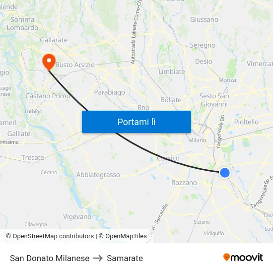 San Donato Milanese to Samarate map