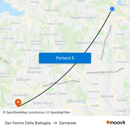 San Fermo Della Battaglia to Samarate map