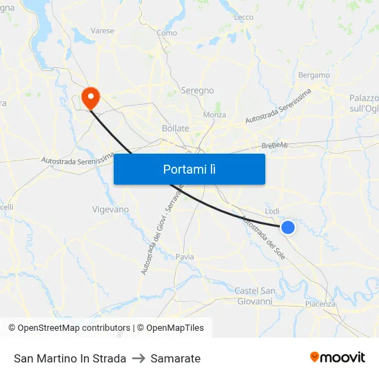 San Martino In Strada to Samarate map