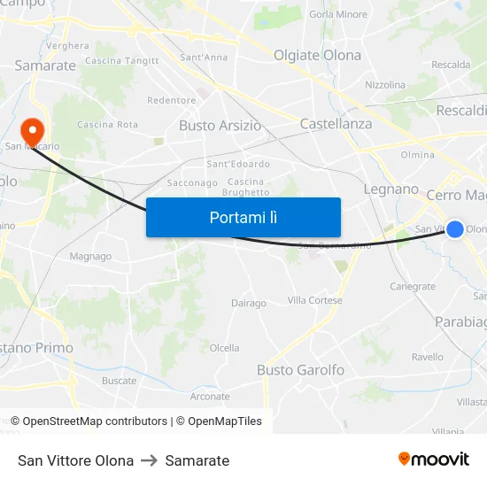 San Vittore Olona to Samarate map