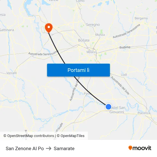 San Zenone Al Po to Samarate map