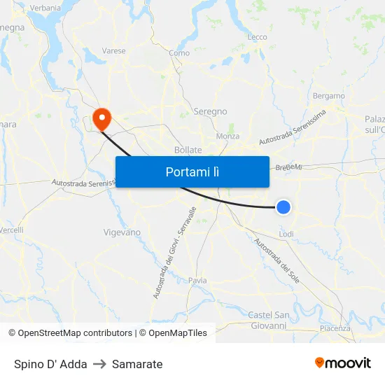 Spino D' Adda to Samarate map