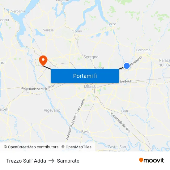Trezzo Sull' Adda to Samarate map