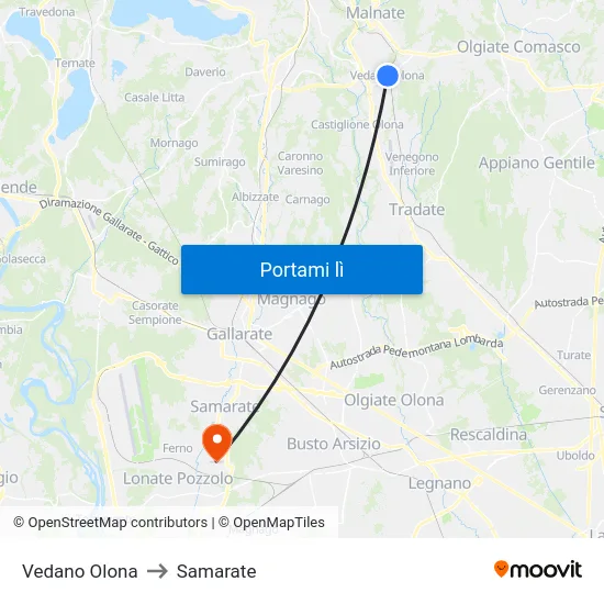 Vedano Olona to Samarate map