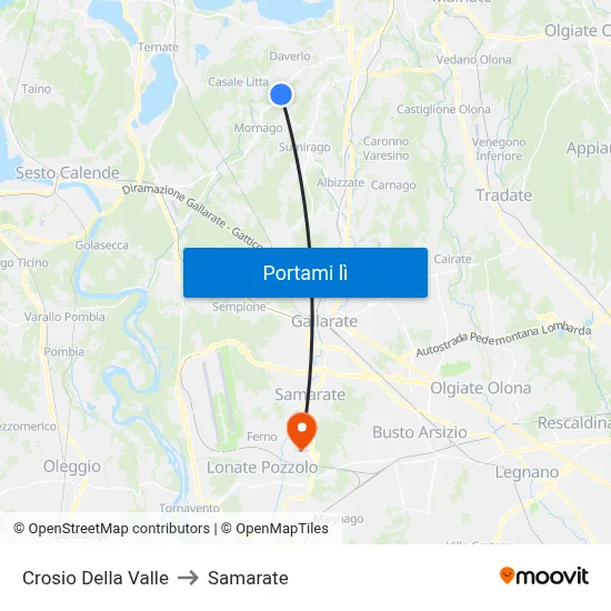 Crosio Della Valle to Samarate map