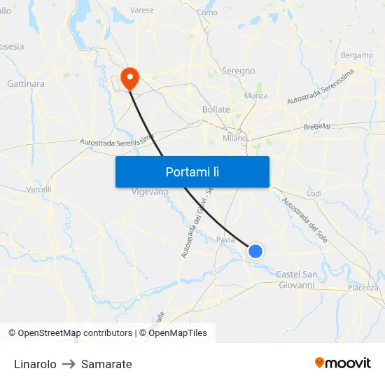 Linarolo to Samarate map