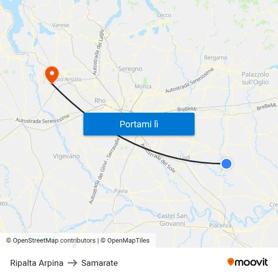 Ripalta Arpina to Samarate map
