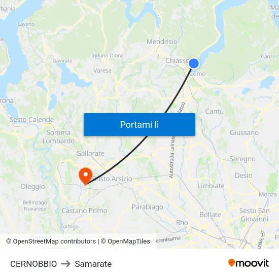 CERNOBBIO to Samarate map