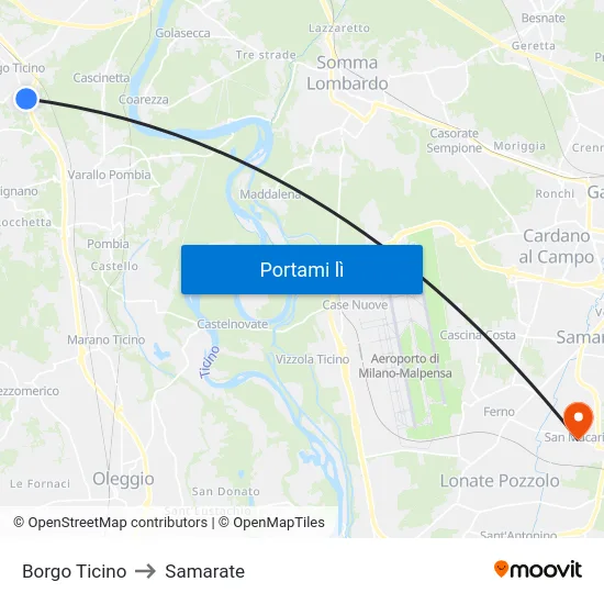 Borgo Ticino to Samarate map