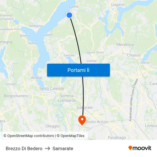 Brezzo Di Bedero to Samarate map