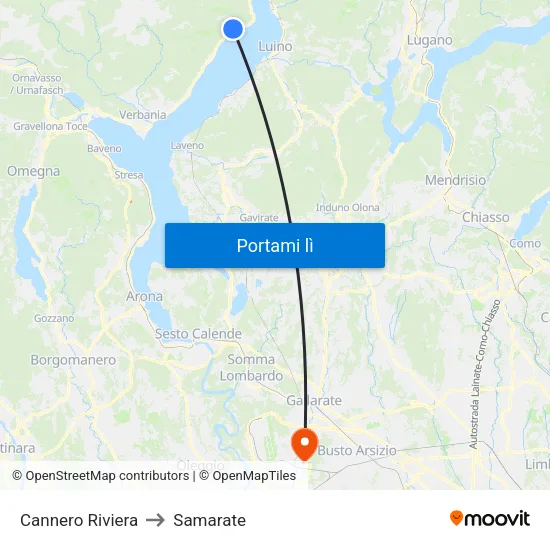 Cannero Riviera to Samarate map