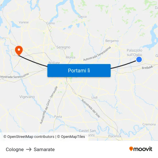Cologne to Samarate map