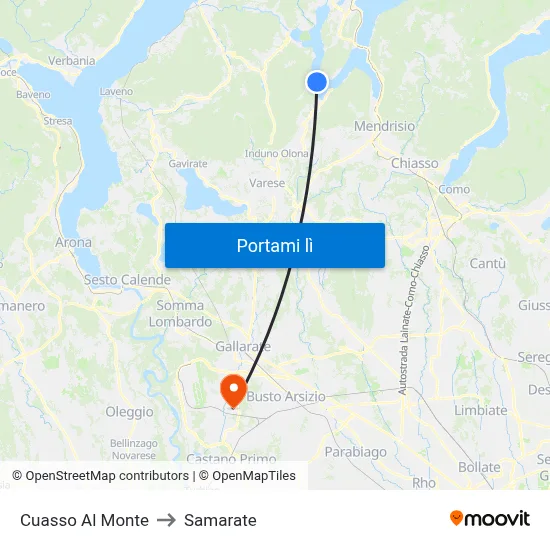 Cuasso Al Monte to Samarate map