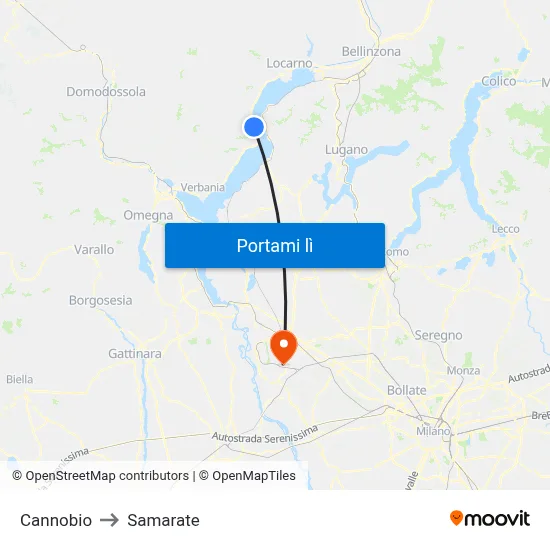 Cannobio to Samarate map