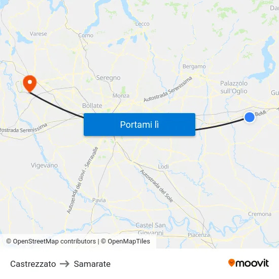 Castrezzato to Samarate map