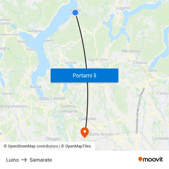 Luino to Samarate map