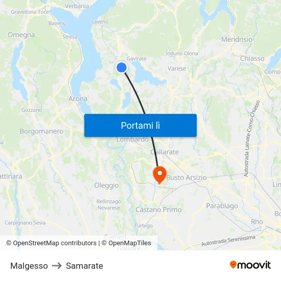Malgesso to Samarate map