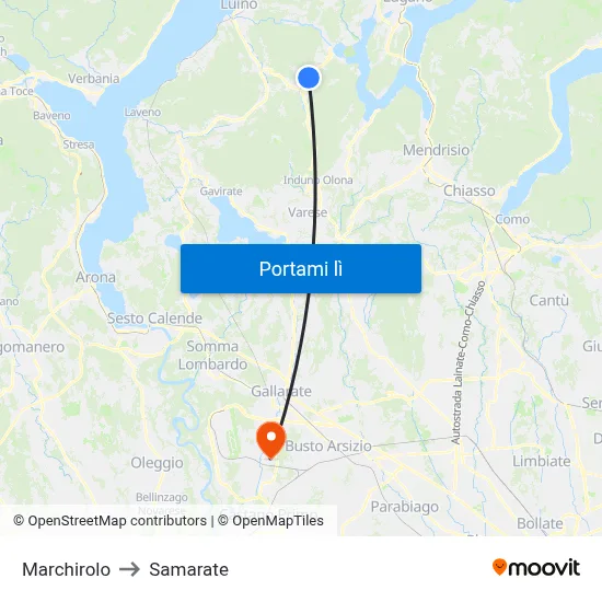 Marchirolo to Samarate map