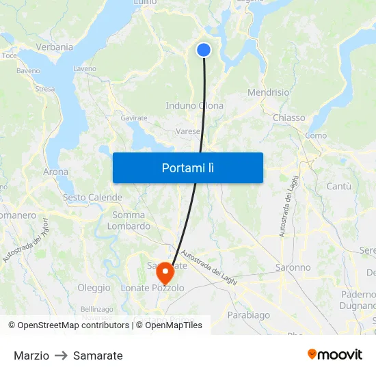 Marzio to Samarate map