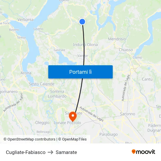 Cugliate-Fabiasco to Samarate map
