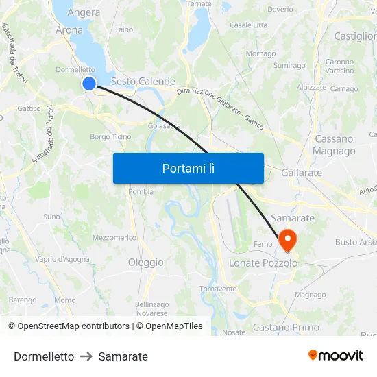 Dormelletto to Samarate map