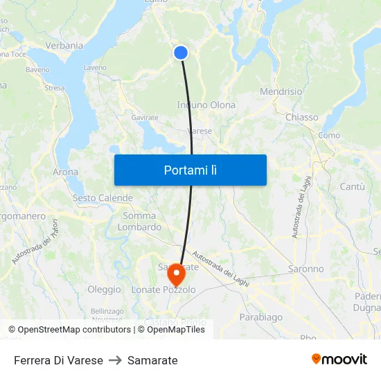 Ferrera Di Varese to Samarate map