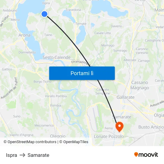 Ispra to Samarate map
