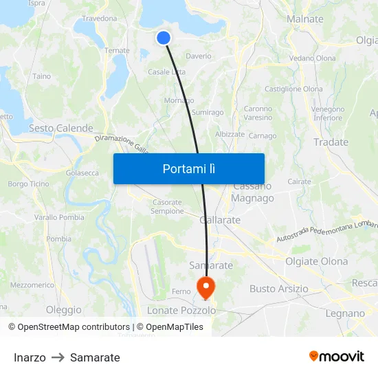 Inarzo to Samarate map