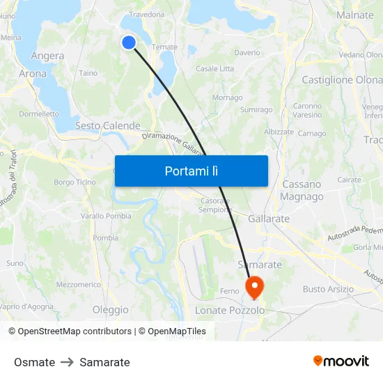 Osmate to Samarate map
