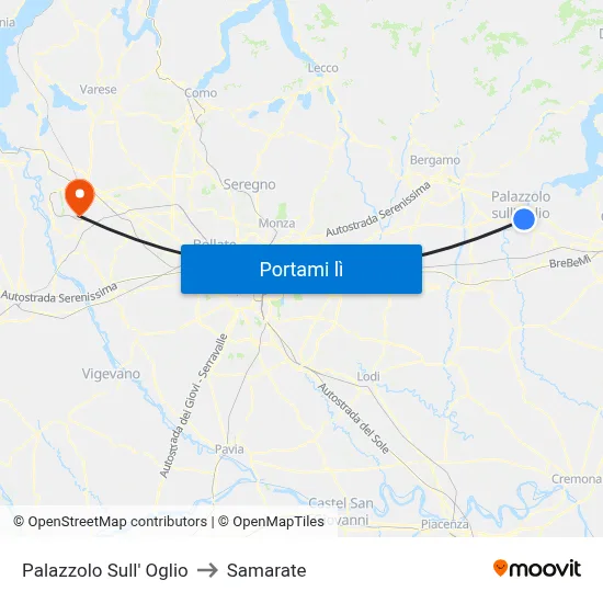 Palazzolo Sull' Oglio to Samarate map