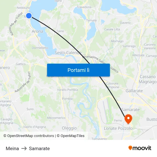 Meina to Samarate map