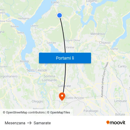 Mesenzana to Samarate map