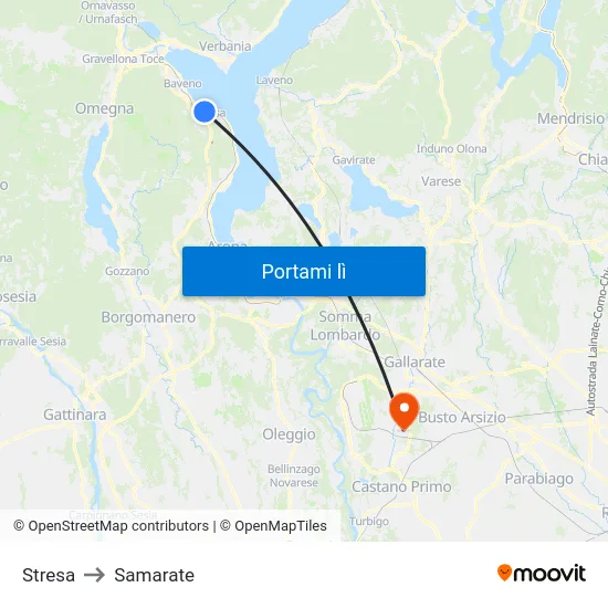 Stresa to Samarate map