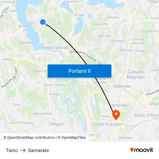 Taino to Samarate map
