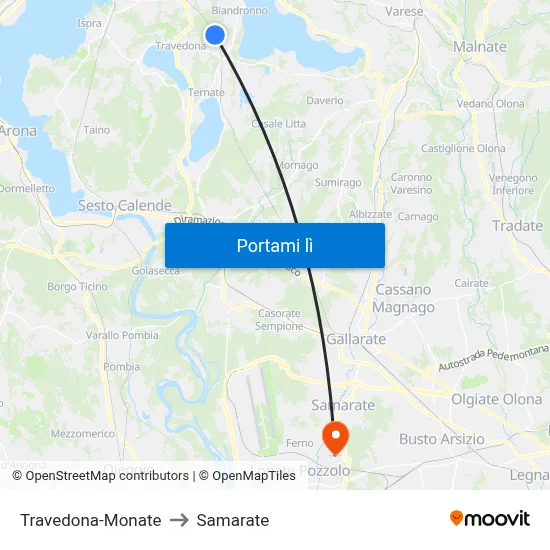 Travedona-Monate to Samarate map
