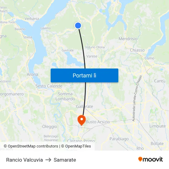 Rancio Valcuvia to Samarate map