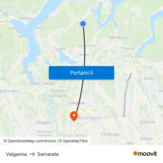 Valganna to Samarate map