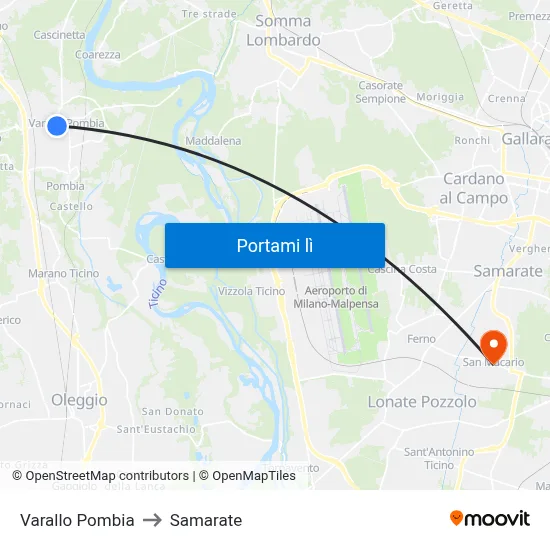 Varallo Pombia to Samarate map